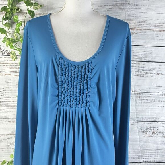 Chadwicks Dress size Extra Large Teal Slinky Stretch Peasant Stretch Modest Boho - Picture 8 of 16